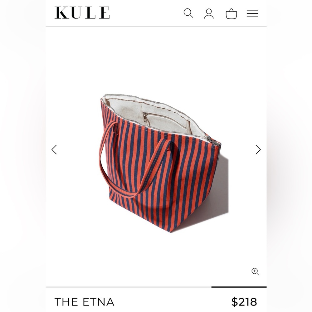 Kule - The Etna Bag
Striped Canvas Tote Bag in Olive & Navy - Picture 3 of 7